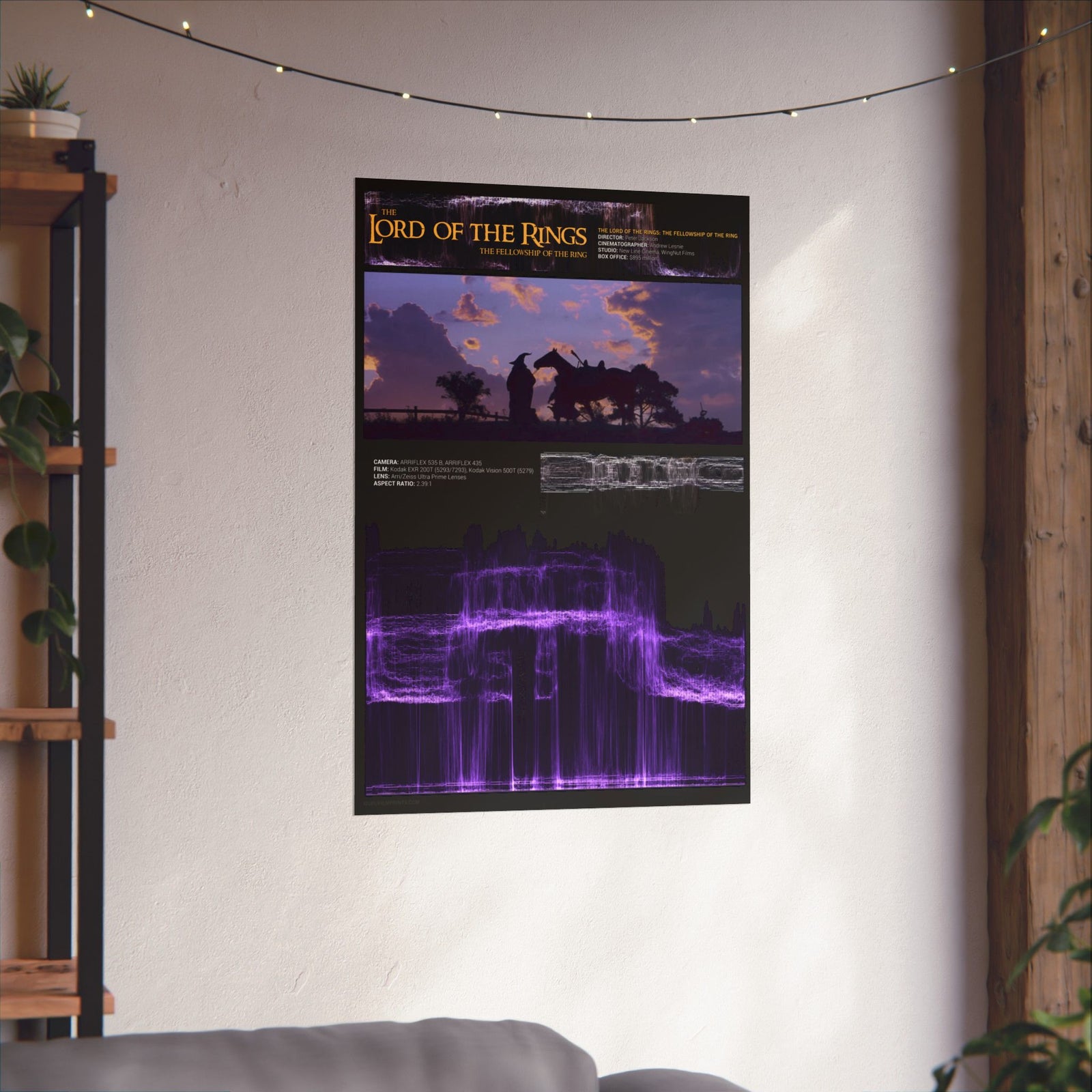 "The Fellowship of the Ring" (2001)- Gandalf Journey Waveform RGB Colored Purple